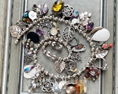 Stunning vintage assemblage collected and curated jewelry components loaded statement choker adjustable length rich curious memorabilia