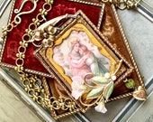 Mother Child Devotional Daguerreotype necklace assemblage jewelry religious spiritual catholic Mary Jesus gothic memento mori oldnouveau