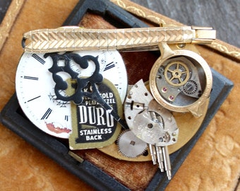 Antique Pocket Watch part brooch, vintage, steampunk, pin, jewelry, up cycled, recycled, victorian gothic assemblage