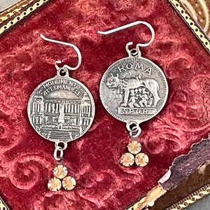 Rome Italy earrings souvenir bracelet coins up cycled assemblage Monument Victor Emanuele tourist mythical creature Roma SPQR image 1