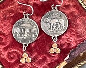Rome Italy earrings souvenir bracelet coins up cycled assemblage Monument Victor Emanuele tourist mythical creature Roma SPQR