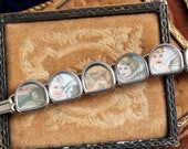 Postcard typewriter Bracelet antique angels cherubs set in Original Keys children vintage devotional victorian assemblage jewelry ephemera