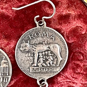 Rome Italy earrings souvenir bracelet coins up cycled assemblage Monument Victor Emanuele tourist mythical creature Roma SPQR image 4