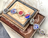 Merit Pin Bracelet Good Energy  life's good works lovely blues vintage service pins lapel assemblage victorian jewelry first aid choir harp