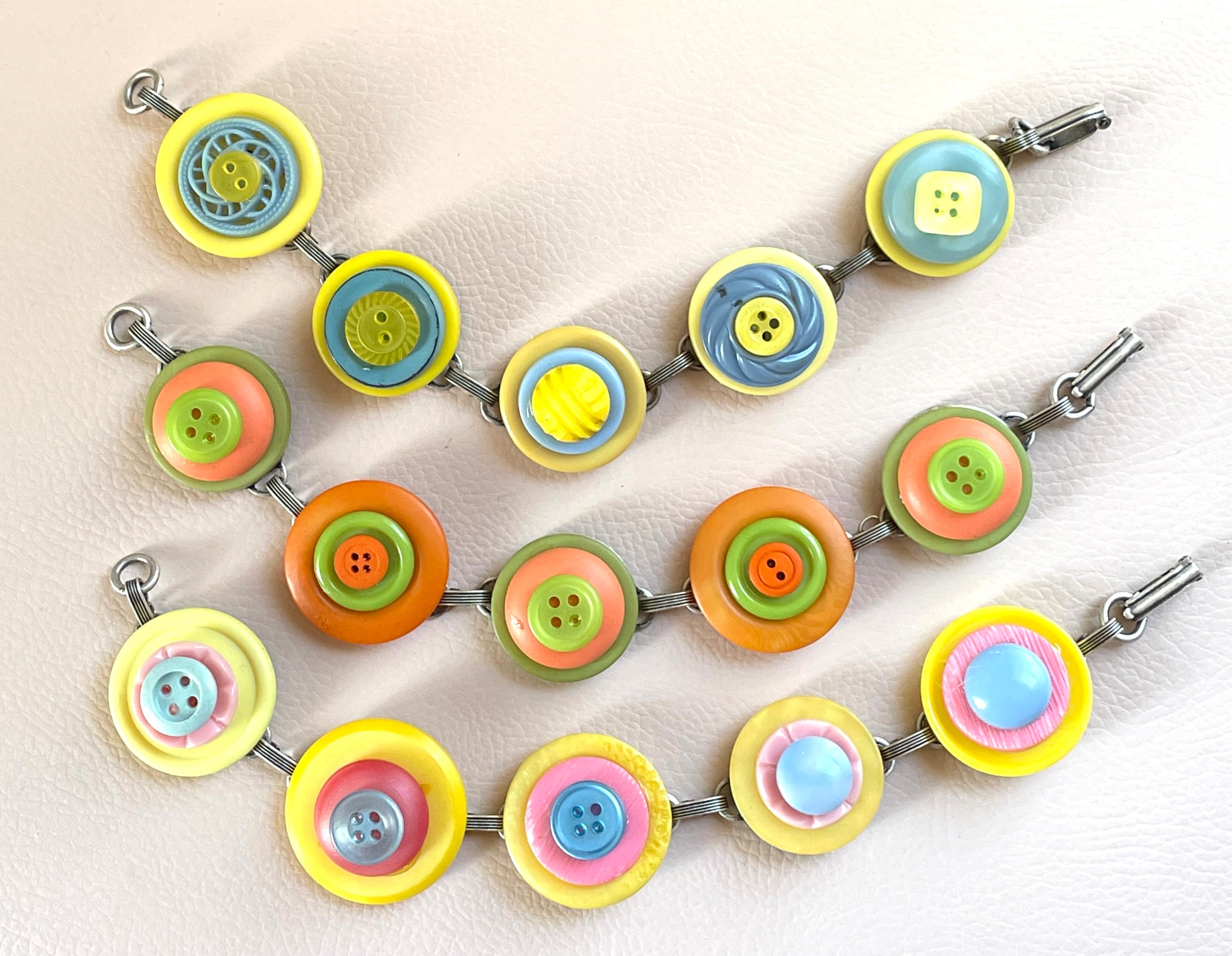 Your Choice Mix 'n Match Vintage Button Bracelet Pastel Colors ...