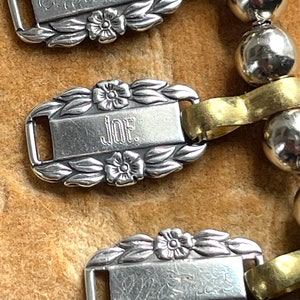 WW II Forget-Me-Not sterling name engraved necklace WW2 1942 silver remember bracelet links jewelry friendship Veterans vintage names differ image 5