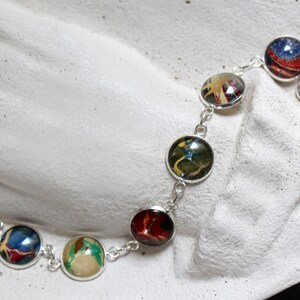 Book Lovers Bracelet marbled end papers Antique Book under glass vintage victorian assemblage jewelry up cycled recycled ephemera image 6