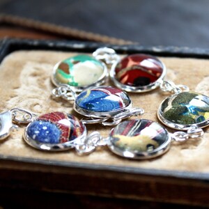 Book Lovers Bracelet marbled end papers Antique Book under glass vintage victorian assemblage jewelry up cycled recycled ephemera image 5