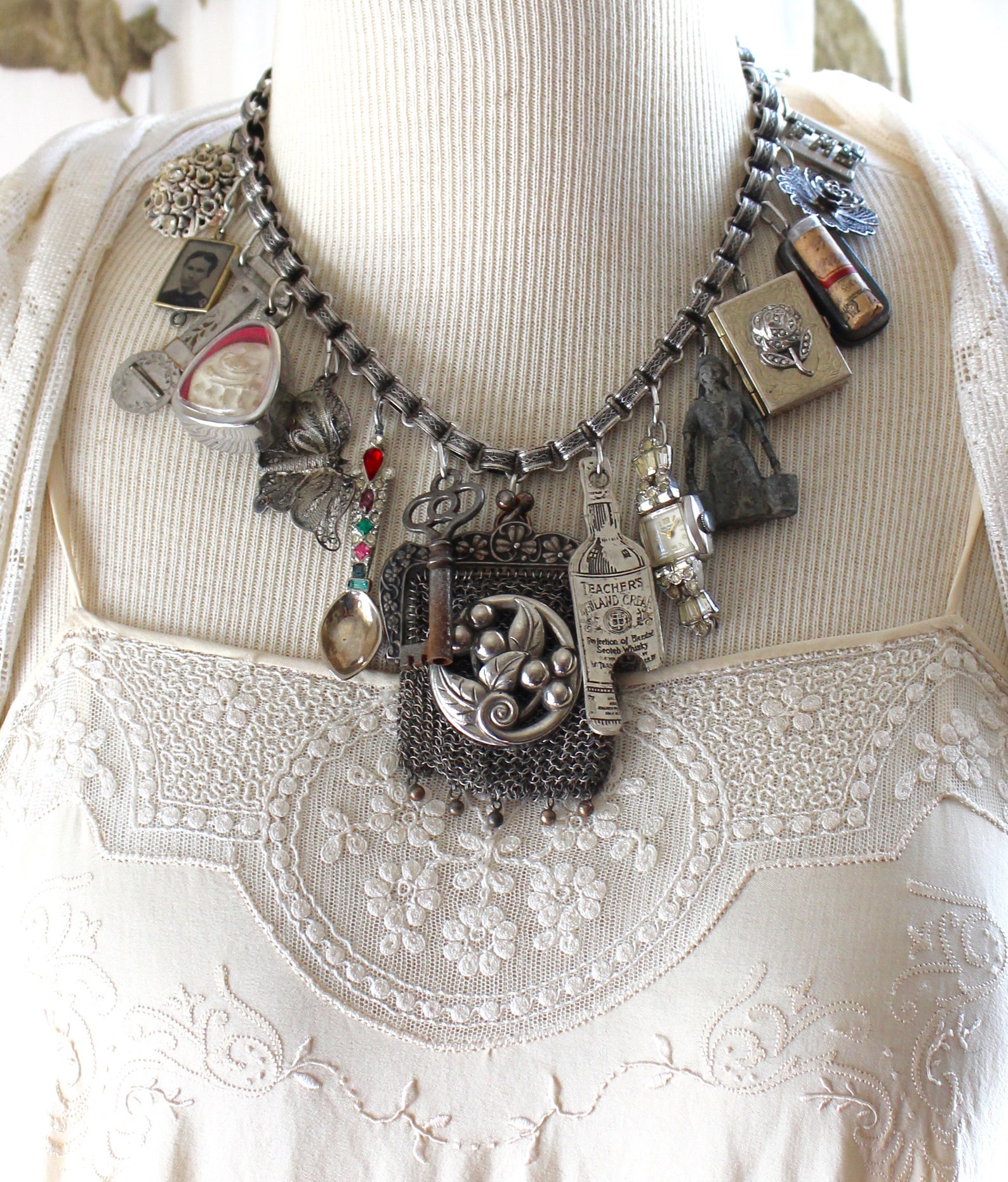 Victorian Memorabilia Assemblage Necklace Gothic Mori Antique - Etsy
