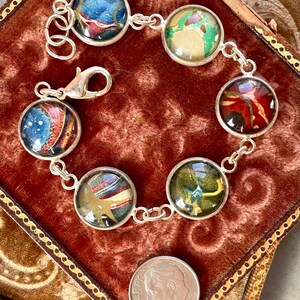 Book Lovers Bracelet marbled end papers Antique Book under glass vintage victorian assemblage jewelry up cycled recycled ephemera image 7