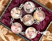 Victorian Children postcard Bracelet, Victorian era images, under glass, children's faces, vintage, antique, jewelry, assemblage, ephemera,