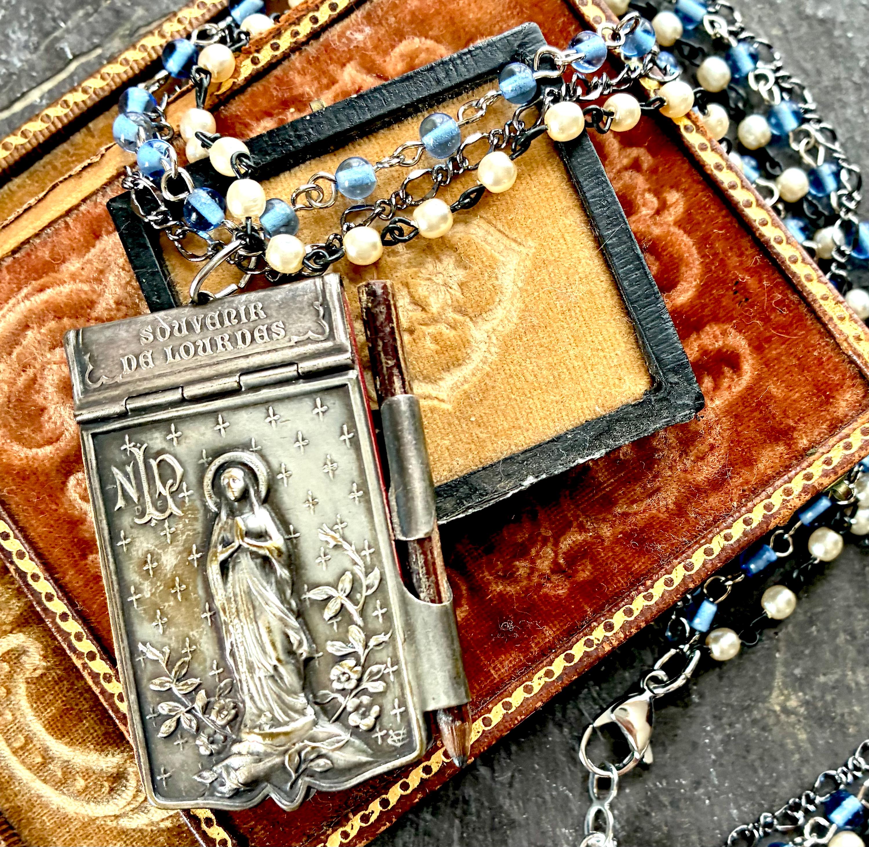 Notre Dame Lourdes Our Lady Dance Card Assemblage Necklace Jewelry ...