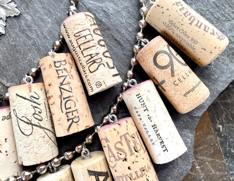 Fabulous Wine lovers cork statement necklace grape vine pin brooch decanter tag assemblage connoisseur cocktail party wine tasting image 8