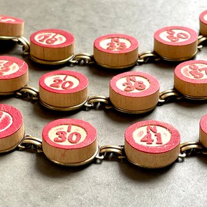 Your choice Vintage BINGO wooden calling numbers bracelet good luck jewelry image 5