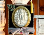 Daguerreotype Meerschaum Our Lady of Lourdes wall shrine Bernadette mixed media antique inspiration spiritual assemblage devotional Mary