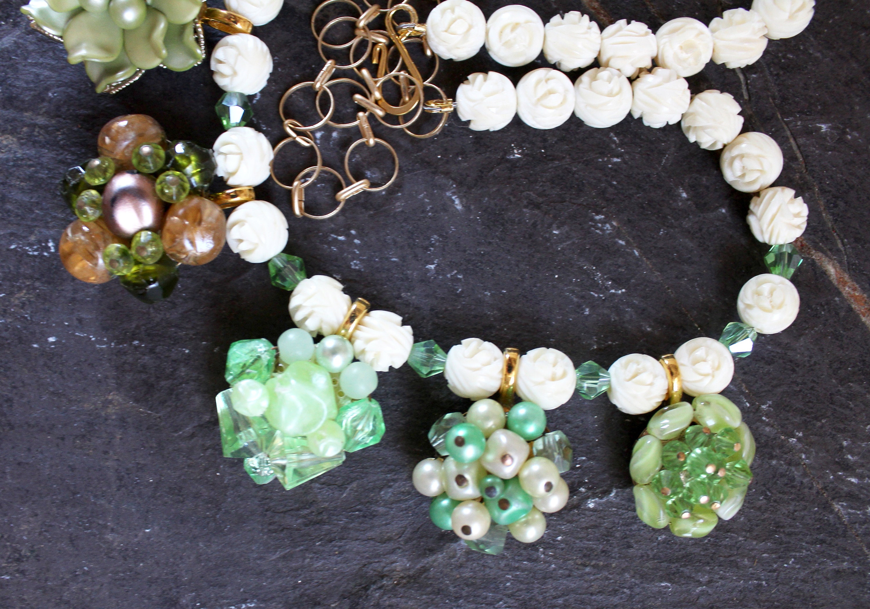 Stunning Vintage Assemblage Collage Necklace Green Goddess | Etsy