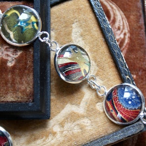 Book Lovers Bracelet marbled end papers Antique Book under glass vintage victorian assemblage jewelry up cycled recycled ephemera image 10