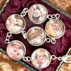 Viktorianische Kinderpostkarte Armband, viktorianische Ära Bilder, unter Glas, Kindergesichter, Vintage, antik, Schmuck, montage, ephemera,