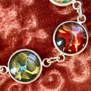 Book Lovers Bracelet marbled end papers Antique Book under glass vintage victorian assemblage jewelry up cycled recycled ephemera image 3