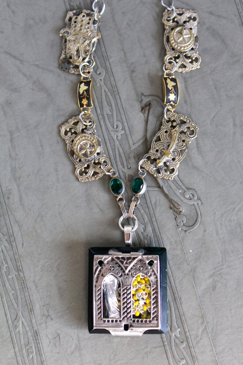 Pocket Shrine Devotional Assemblage necklace antique vintage Etsy