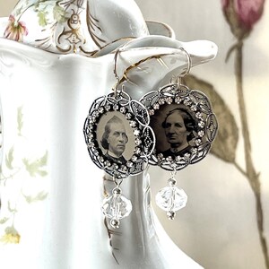 Gem tintype Memento Mori Earrings steampunk gothic Victorian Memory antique vintage assemblage mourning jewelry rhinestone earrings image 6