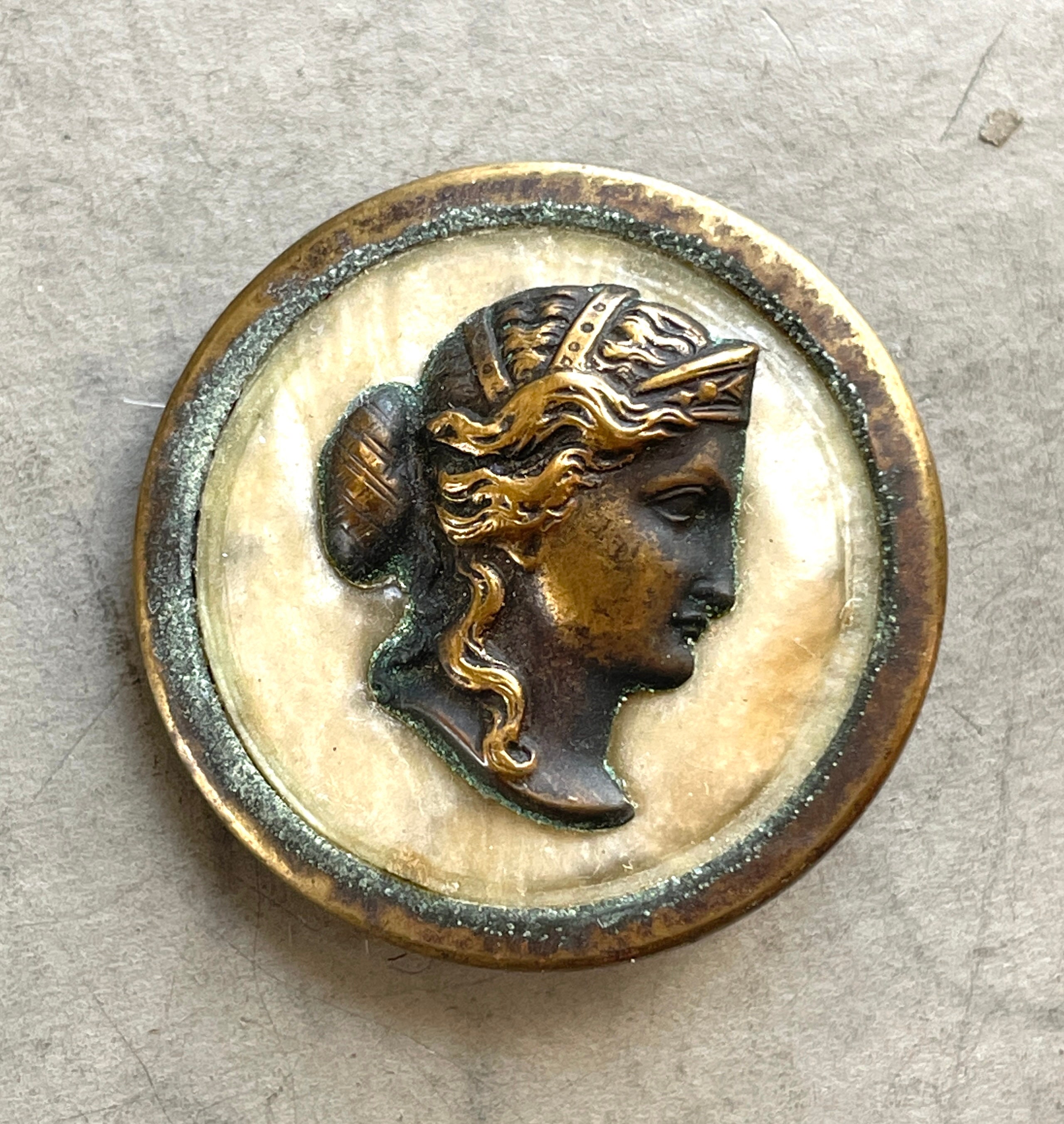 Antique Thread Back Buttons Bone Greek Goddess Shell Celluloid ...
