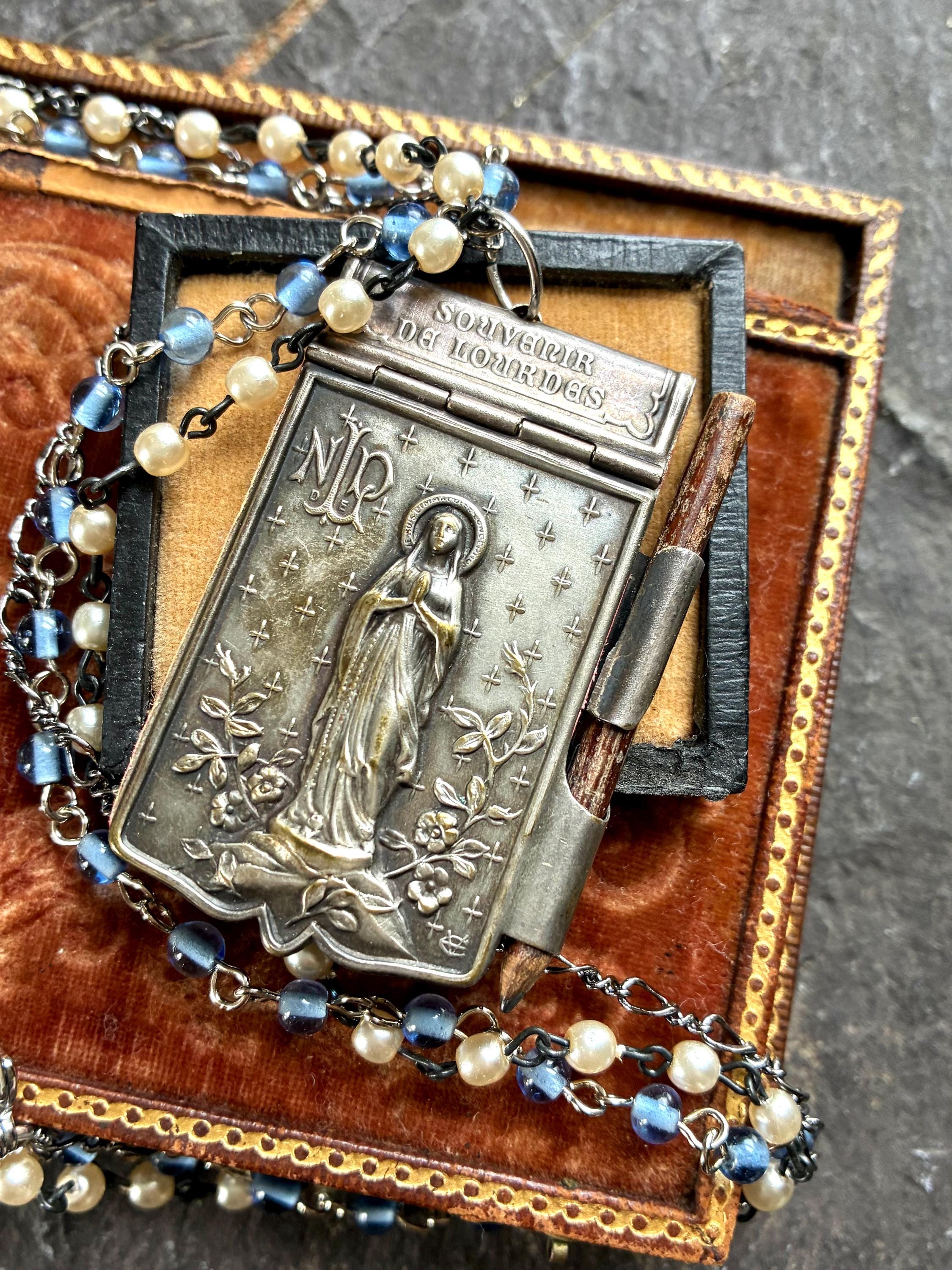 Notre Dame Lourdes Our Lady Dance Card Assemblage Necklace Jewelry ...