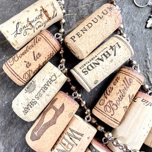 Fabulous Wine lovers cork statement necklace grape vine pin brooch decanter tag assemblage connoisseur cocktail party wine tasting image 6