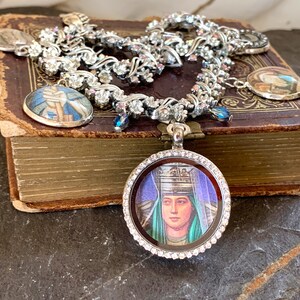 The High Priestess La Papesse Tarot card Mary Shekhinah Necklace jewelry Popesse spiritual inspirational assemblage reading mother divine image 7