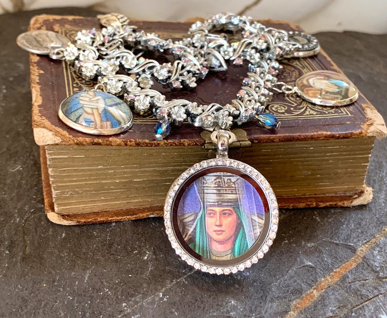 The High Priestess La Papesse Tarot card Mary Shekhinah Necklace jewelry Popesse spiritual inspirational assemblage reading mother divine image 7