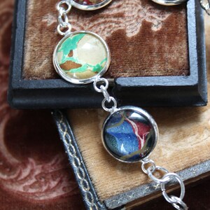 Book Lovers Bracelet marbled end papers Antique Book under glass vintage victorian assemblage jewelry up cycled recycled ephemera image 9