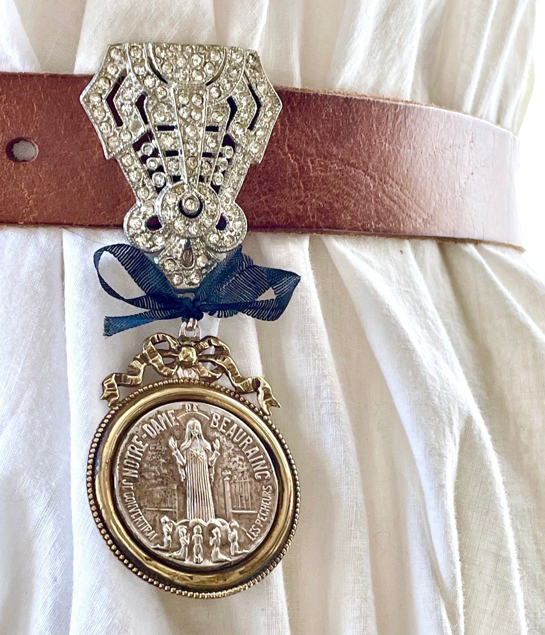 Notre Dame De Beauraing Our Lady Assemblage Necklace/belt Clip Jewelry ...