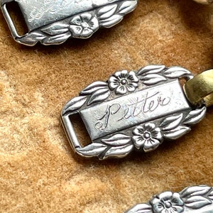 WW II Forget-Me-Not sterling name engraved necklace WW2 1942 silver remember bracelet links jewelry friendship Veterans vintage names differ image 6