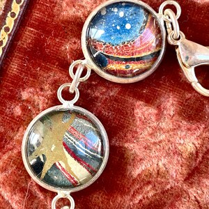 Book Lovers Bracelet marbled end papers Antique Book under glass vintage victorian assemblage jewelry up cycled recycled ephemera image 2