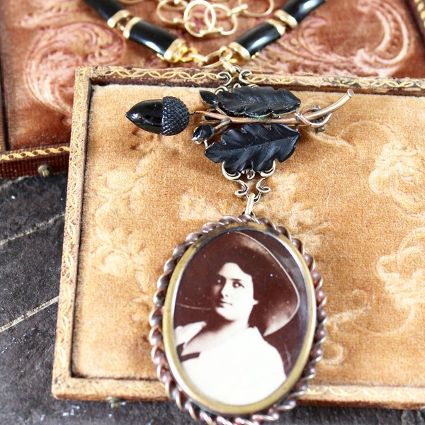 ON HOLD FOR N - Victorian Tortoiseshell Monogram Mourning Necklace