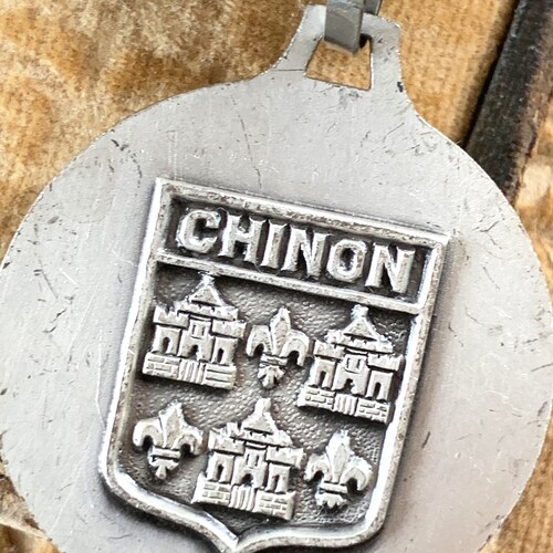 Joan of Arc Chinon medallion necklace topaz glass rosary shops jewelry assemblage catholic religious Jehanne Jeanne D'Arc devotional