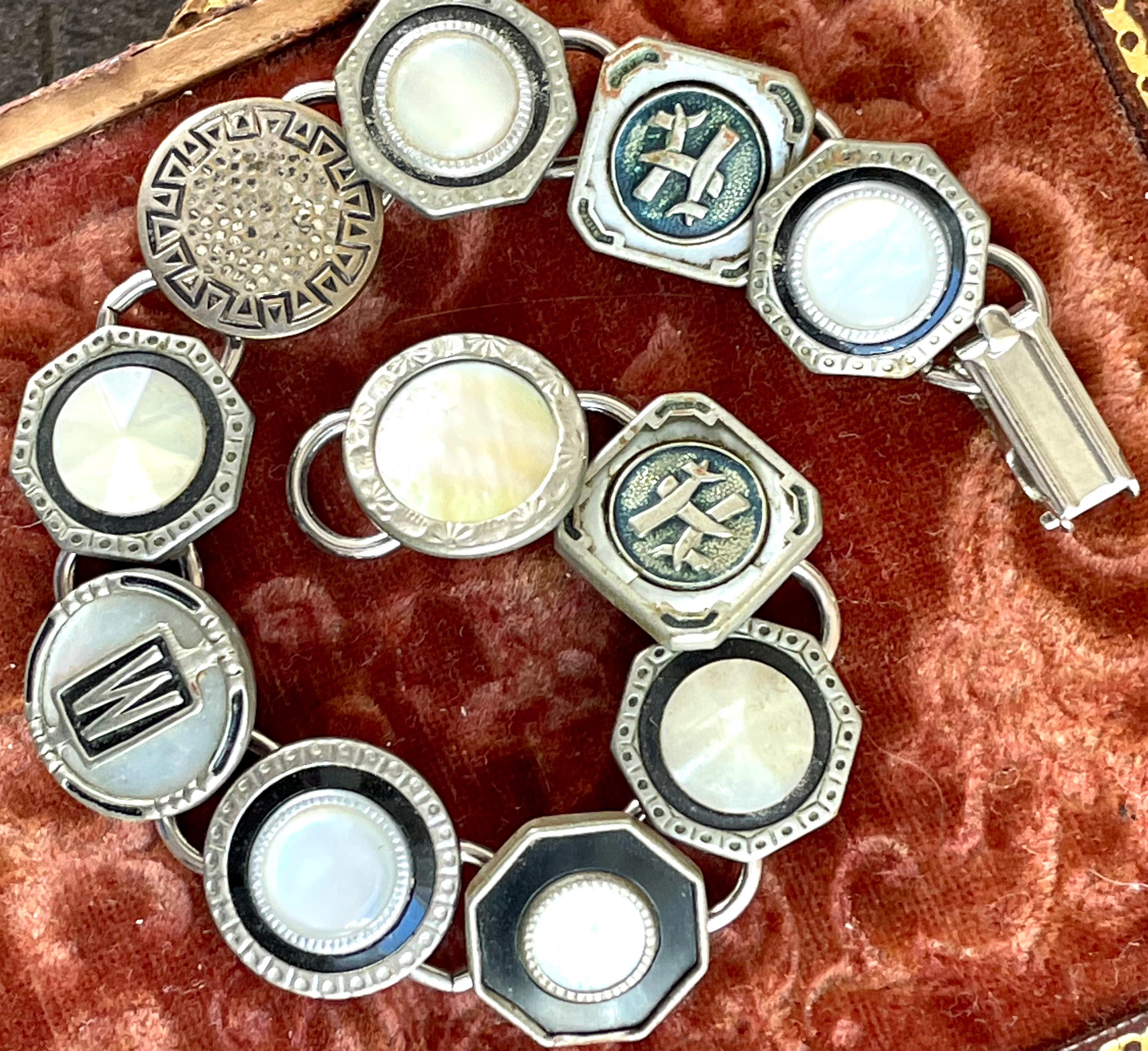 Antique Cufflink Bracelet Silver Vintage Jewelry Men's Women