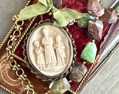 Our Lady of LaSalette Meerschaum necklace assemblage carved Mary devotion religious spiritual jewelry antique French Catholic reliquary