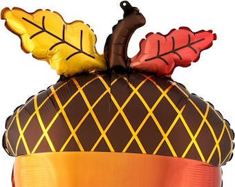 Fall Acorn Foil Balloon 18"H x 14" W for party decorations, Thanksgiving parties, photo backgrounds, balloon garlands, and Gifts.