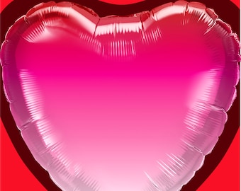 Heart Shape Pink Ombre shade 18 inches Foil Balloon for parties, centerpieces, party favors, baskets, photo props and Valentine's Day.