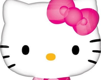 Hello Kitty Mylar balloon measuring 27 inches height, Hello Kitty balloon for birthdays party decor, ice cream theme, Hello Kitty party.