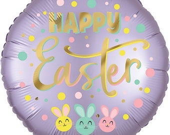 Happy Easter 18 inch in diameter foil balloon for Easter parties, backdrop, table decoration, centerpieces and gift bags.