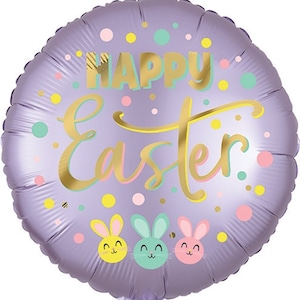 Happy Easter 18 inch in diameter foil balloon for Easter parties, backdrop, table decoration, centerpieces and gift bags.
