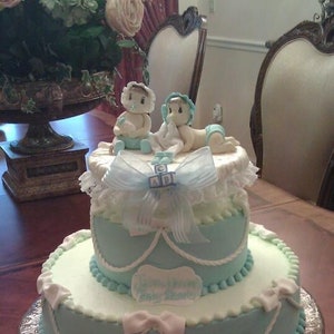 Baby Shower cake topper made out of porcelain clay. Custom made cake topper, Unique cake topper, OOAK cake topper, Party topper