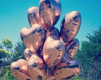 Rose Gold heart Shape 18 inches Foil Balloon for parties, centerpieces, party favors, baskets, photo props.