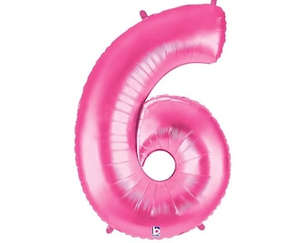 Large Number six in 40 inches Mylar Balloon for back drops, photo props, parties decorations, centerpieces Gold, Silver, Red, Pink and Black