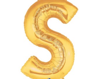 Huge Letter S Mylar Balloon Gold/Silver/Alphabet Balloons/40 inches Mylar Balloons for back drops, photo props, decorations and centerpieces