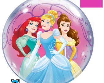 Disney Little Mermaid/ Cinderella/Disney Princesses 22 inches bubble balloons for birthday parties, centerpieces,  decorations, gift bags