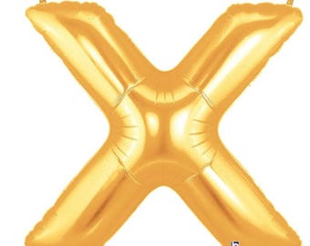 Huge Letter X Mylar Balloon Gold/Silver/Alphabet Balloons/40 inches Mylar Balloons for back drops, photo props, decorations and centerpieces