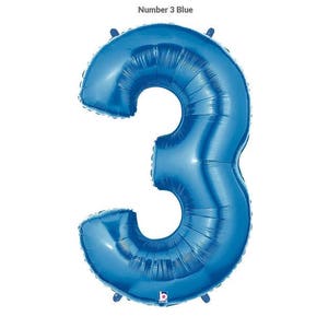 Large Number Three 40 inches Mylar Balloon for back drops, photo props, parties decorations and centerpieces